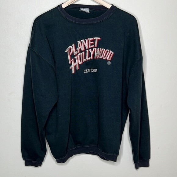PLANET HOLLYWOOD CANCUN LARGE BLACK PULLOVER CREWNECK SWEATSHIRT - Picture 1 of 6